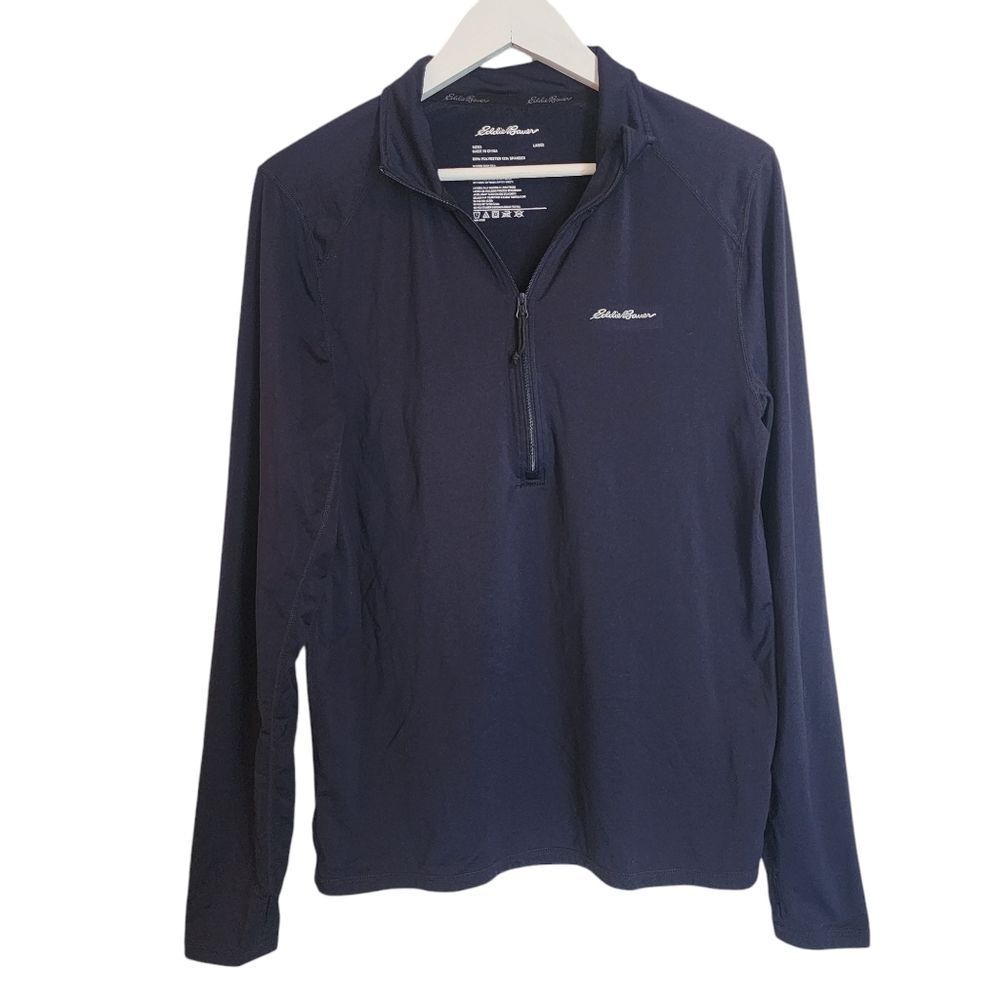 Eddie Bauer Long Sleeve 3/4 Zip Polo in Navy, Sz. L